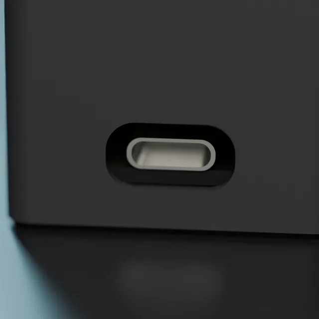 The USB-C input end of WireLink DMX